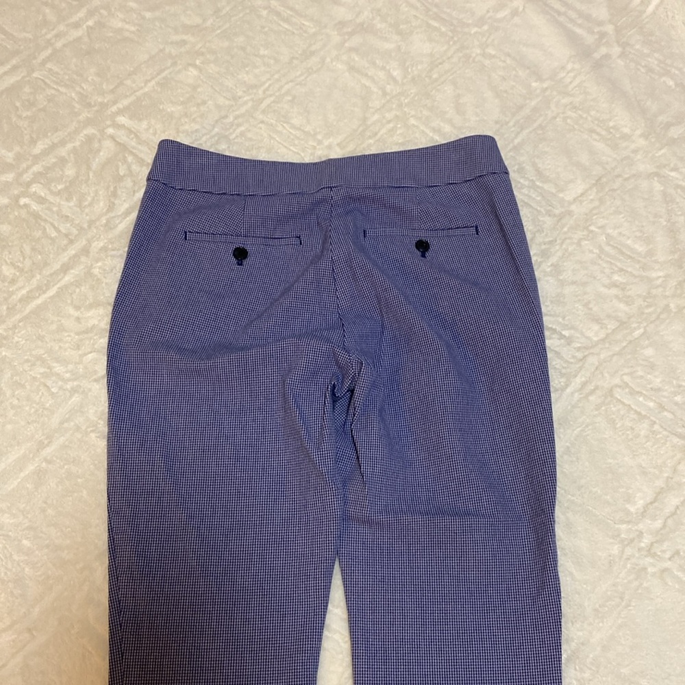 LOFT Marisa Blue & White Houndstooth Ankle Pants 4 - Picture 5 of 6